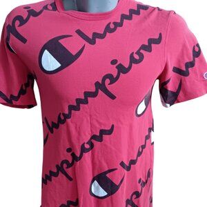 Small T-Shirt Champion Heritage Athletic Apparel AOP Red Logo T-Shirt S